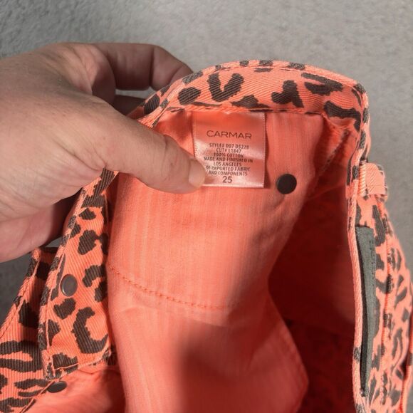 NWT Carmar Titania Shorts Women Size 25 High Rise Neon Orange Leopard 2” Inseam - Picture 5 of 7